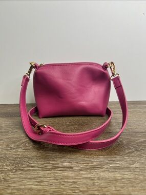 Anthropologie Mini Crossbody Bag Pink Faux Leather Small Shoulder Bag
